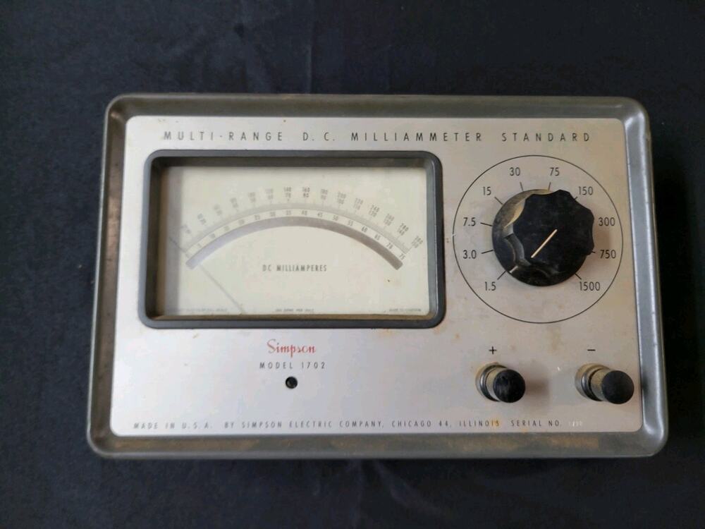 SIMPSON Model 1702 - Vintage Multi-Range Volt Meter - Untested